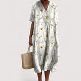 Delia™ | Elegantes Blumen-Midi-Kleid