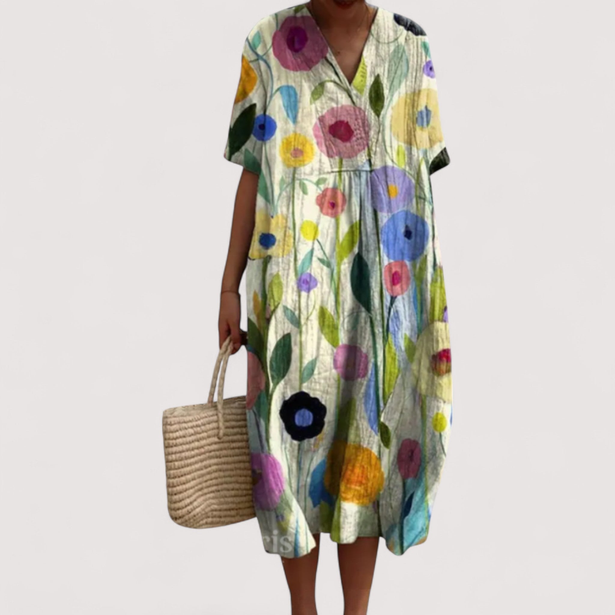 Delia™ | Elegantes Blumen-Midi-Kleid