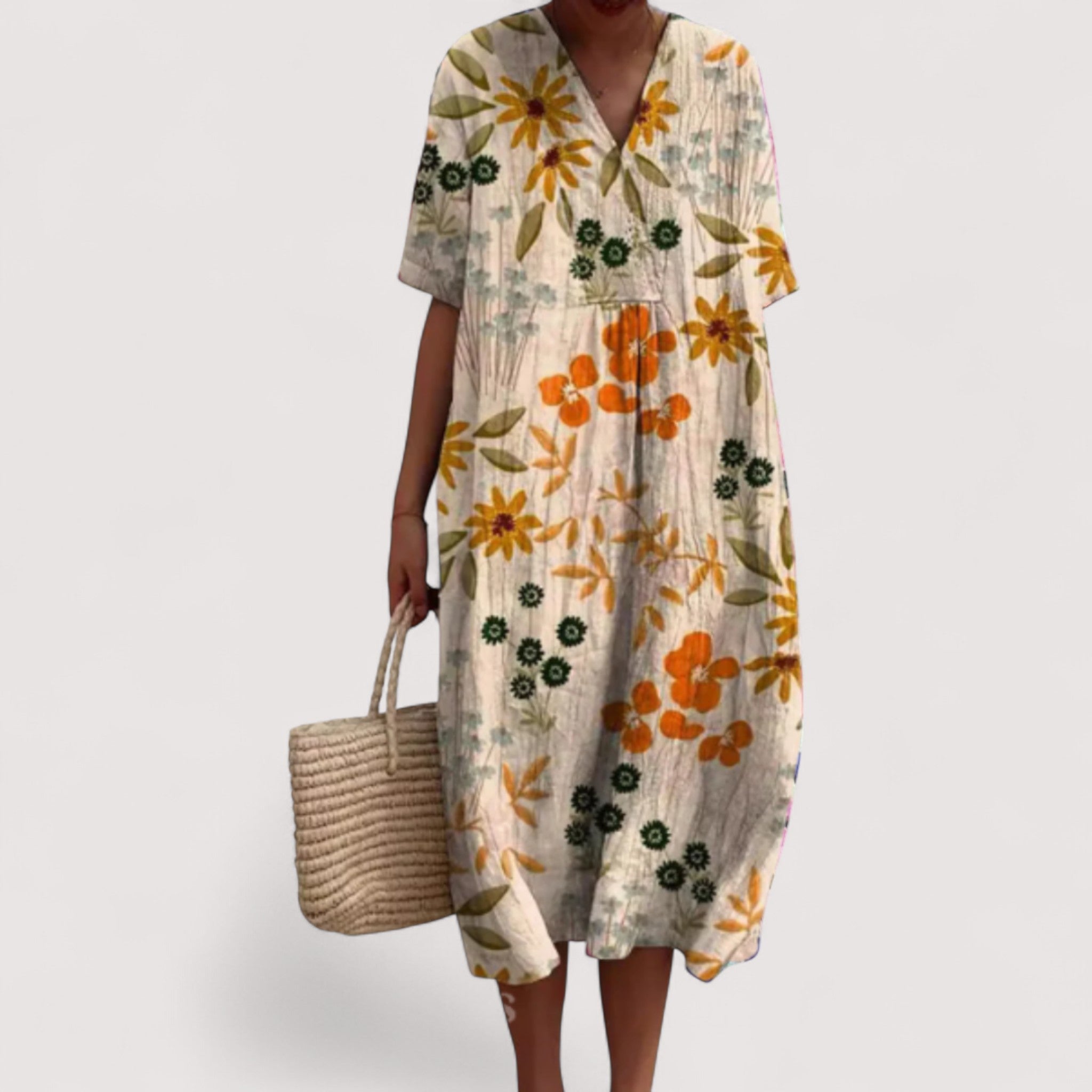 Delia™ | Elegantes Blumen-Midi-Kleid