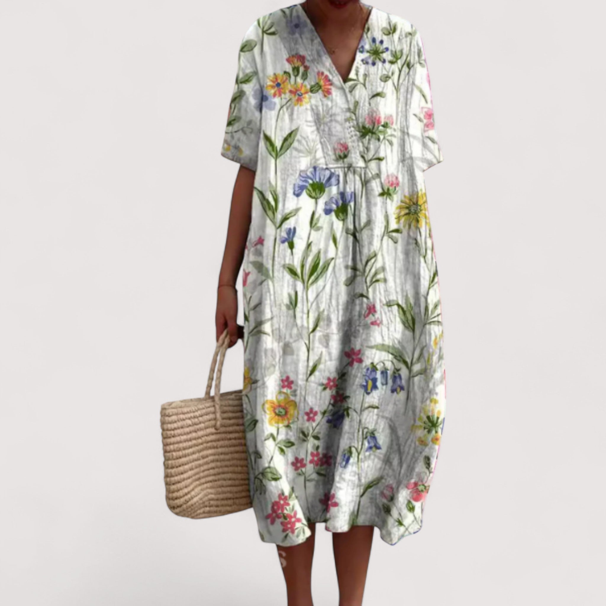 Delia™ | Elegantes Blumen-Midi-Kleid