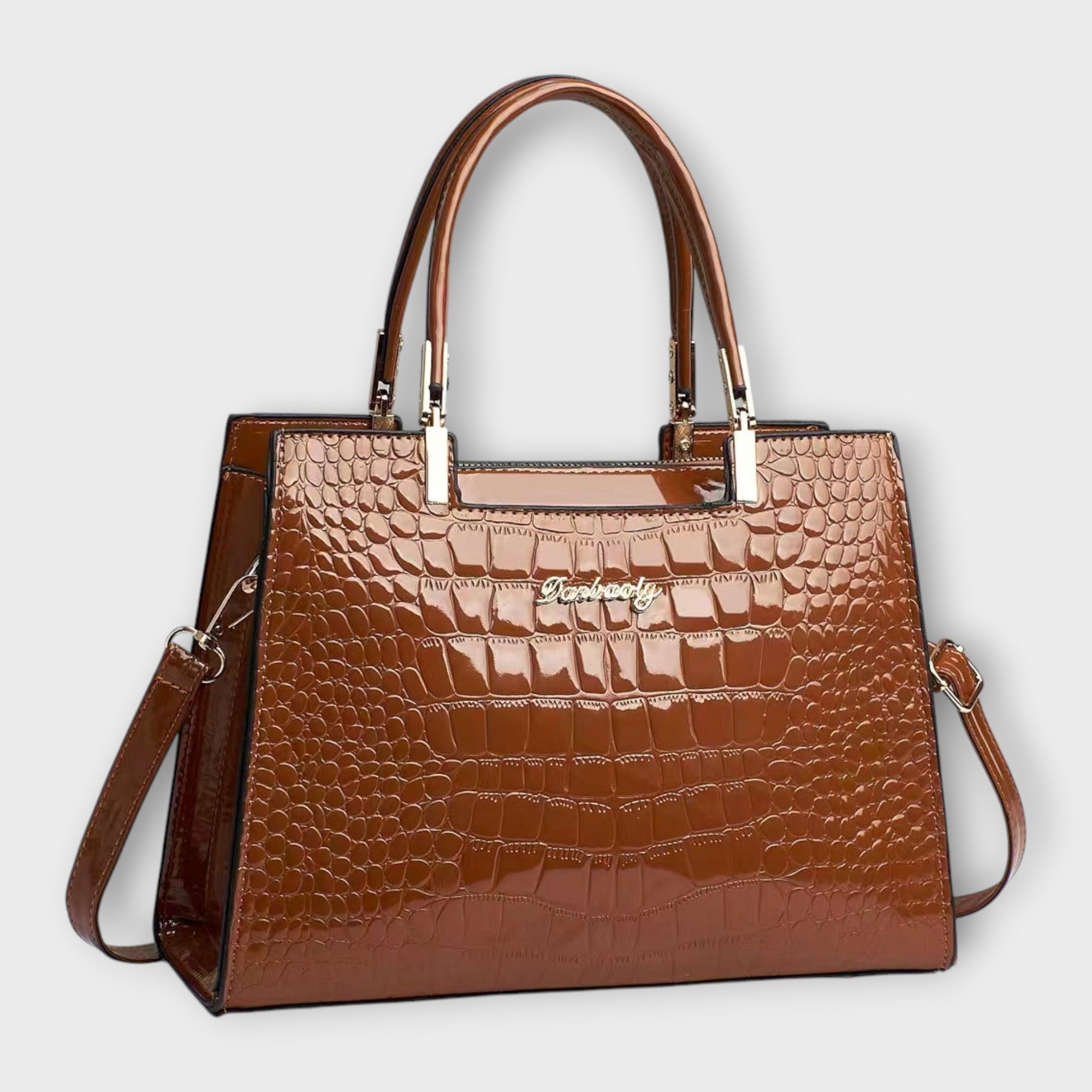 Olivia - Glänzende Krokodil-Muster Handtasche