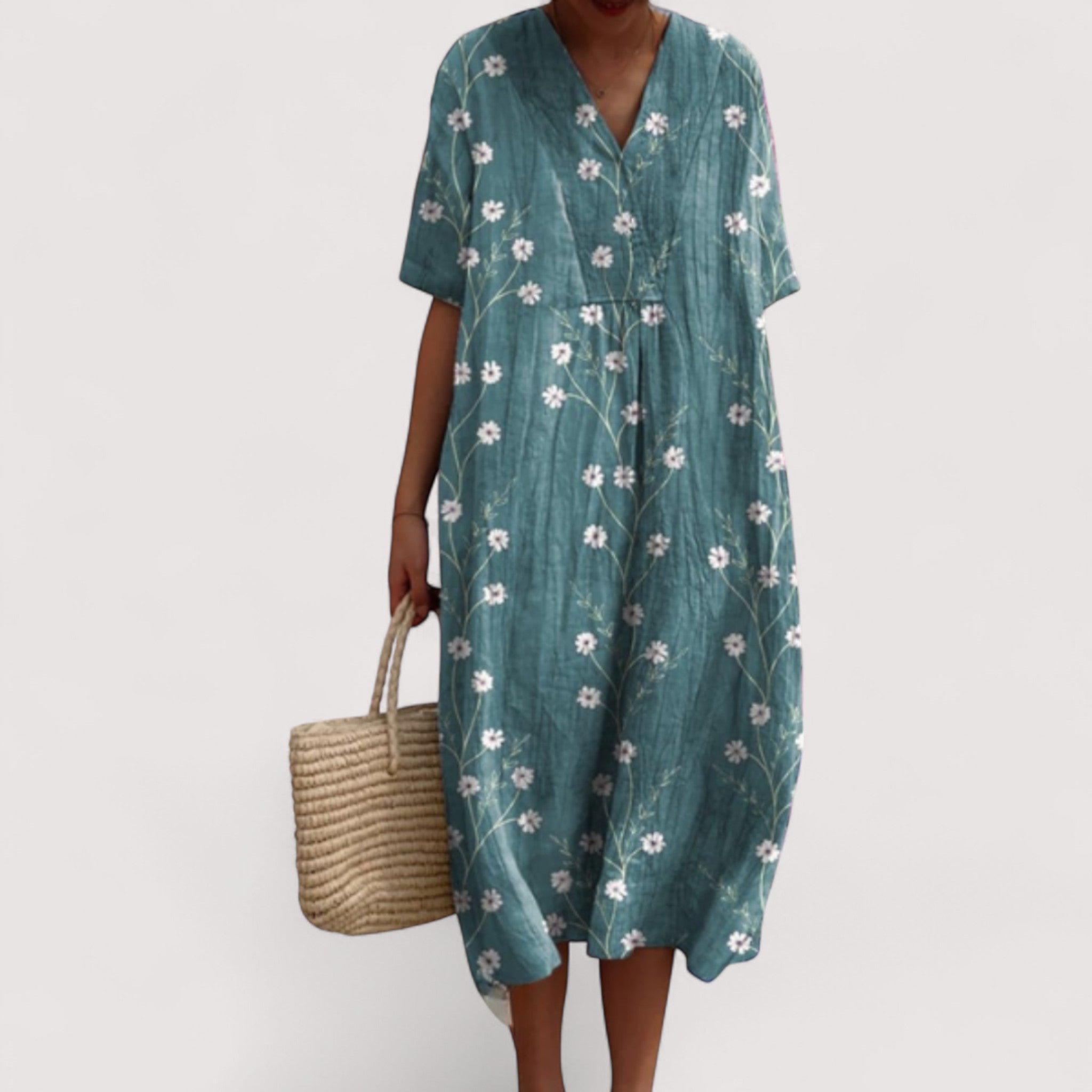 Delia™ | Elegantes Blumen-Midi-Kleid