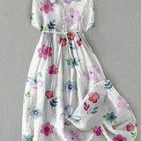 Lyric - Modisches Blumenkleid mit Taillenschnürung