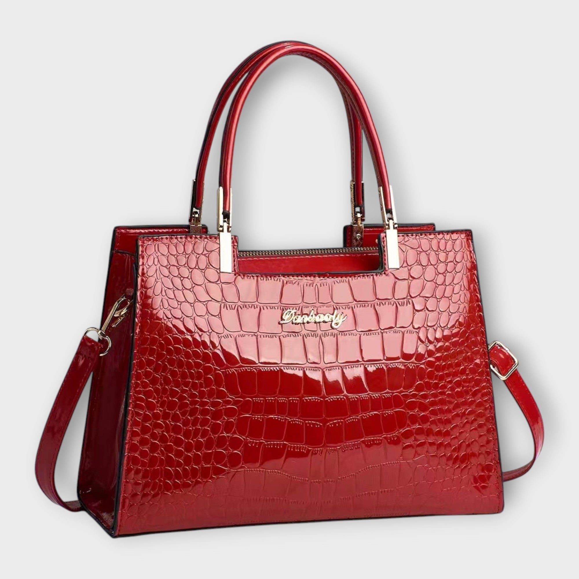 Olivia - Glänzende Krokodil-Muster Handtasche