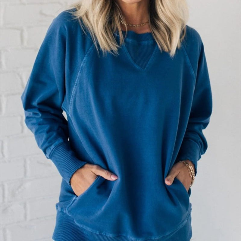 VIOLA - Gerippter Pullover mit Taschen