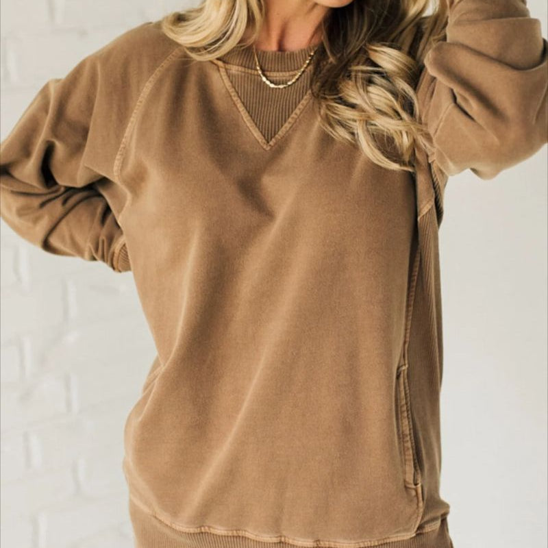 VIOLA - Gerippter Pullover mit Taschen
