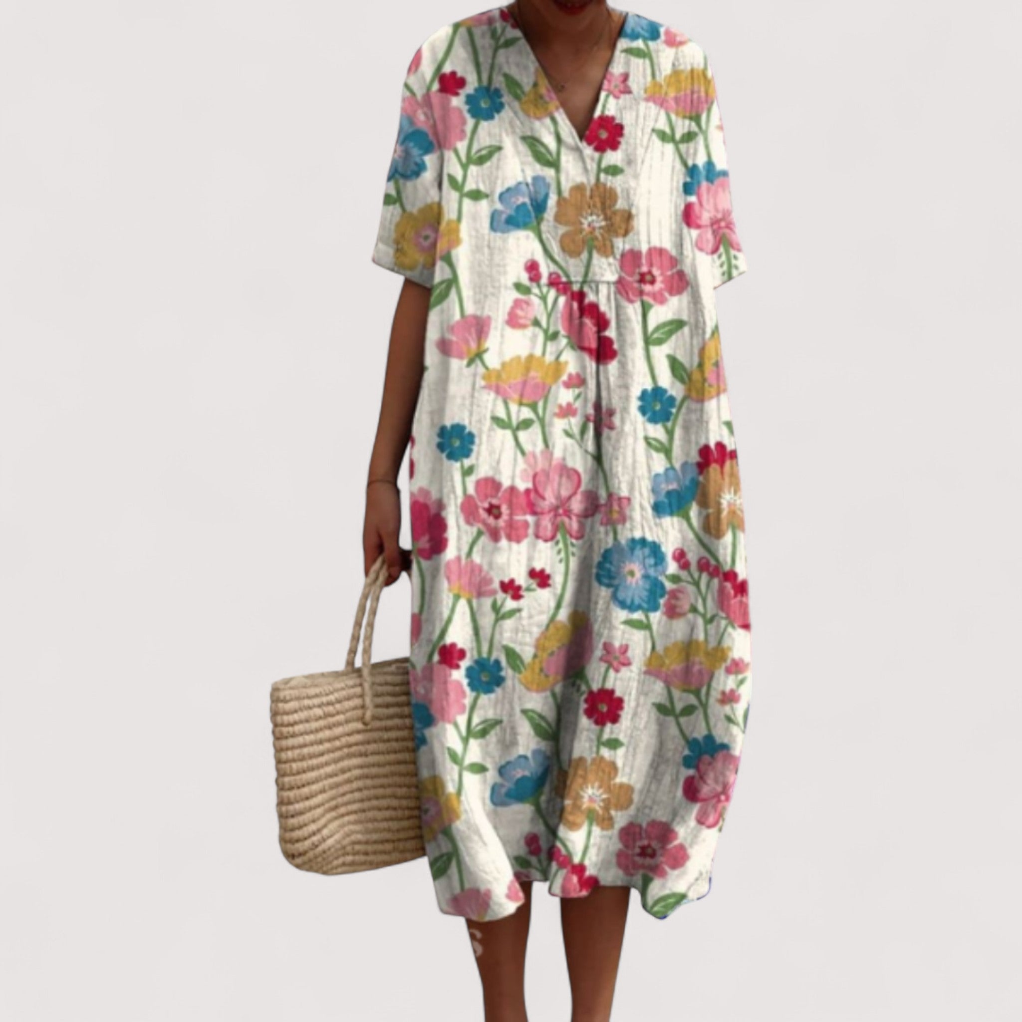Delia™ | Elegantes Blumen-Midi-Kleid