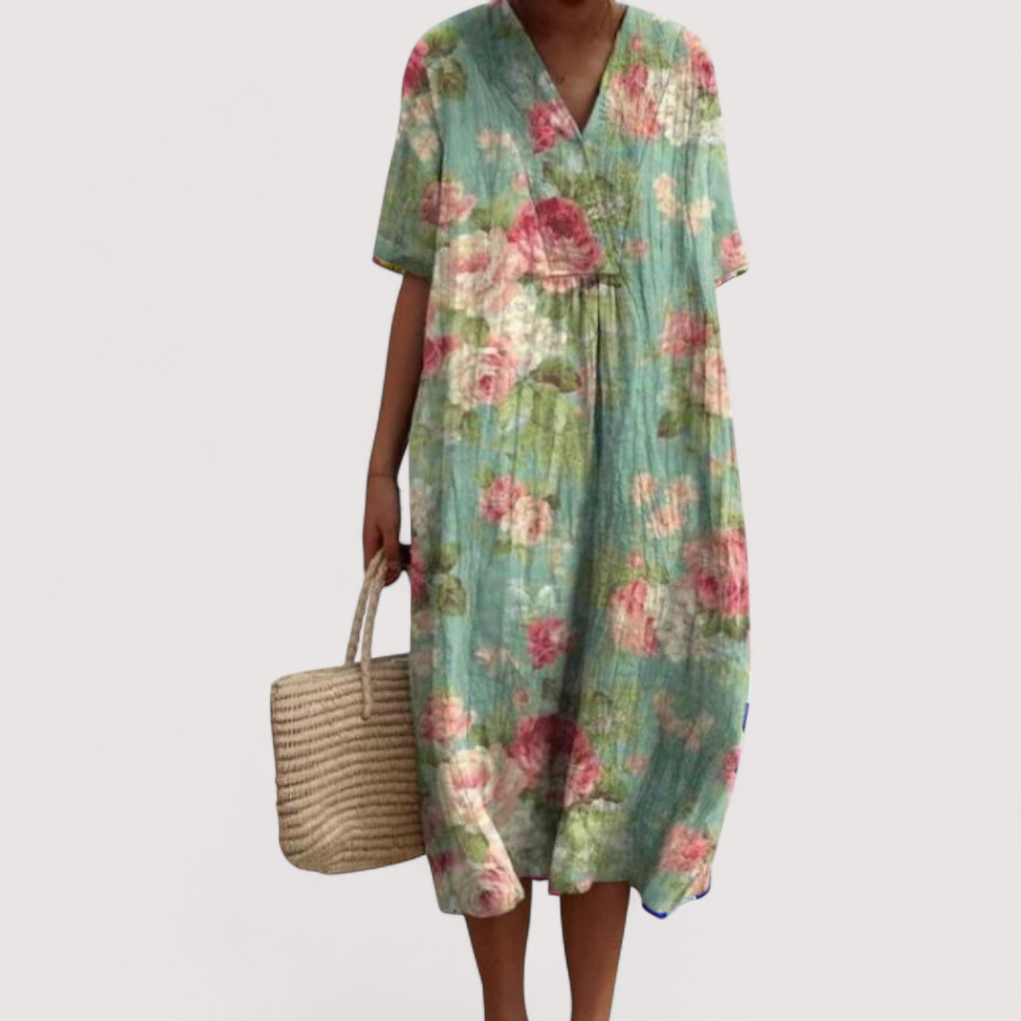 Delia™ | Elegantes Blumen-Midi-Kleid