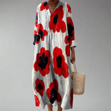 Evelyn | Maxikleid aus Baumwolle mit Poppies Bold Druck