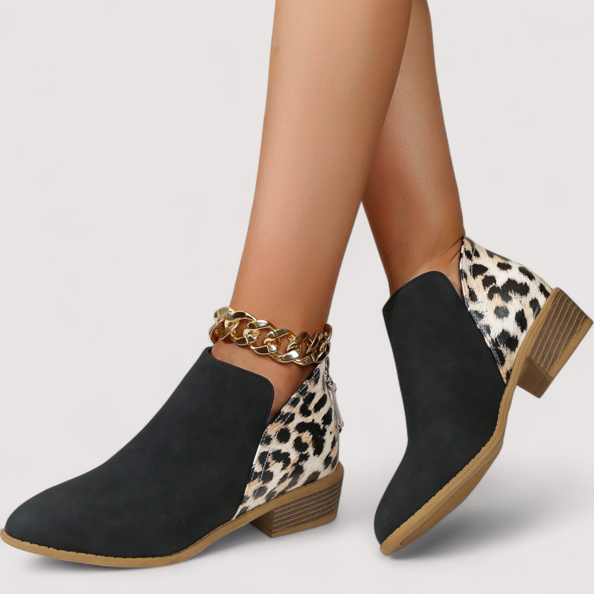 Fabienne™ | Leo-Chic Ankle Boots