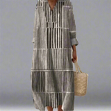 Margot | Komfortables Maxikleid mit einfarbigen Streifen