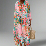 Lana | Fluide Blumenmaxikleid in Zartrosa