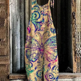 Vintage Damen-Latzhose mit Schmetterlingsdruck - Komfort und Stil für jeden Anlass