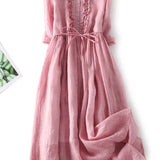 Arya - Damenkleid im Retro-Stil mit Rundhalsausschnitt und Taillenschnürung