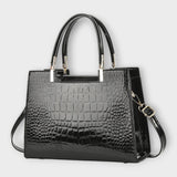 Olivia - Glänzende Krokodil-Muster Handtasche